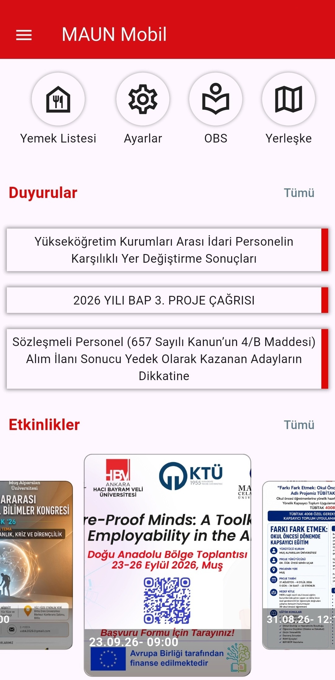MAUN Duyuru App Screenshot