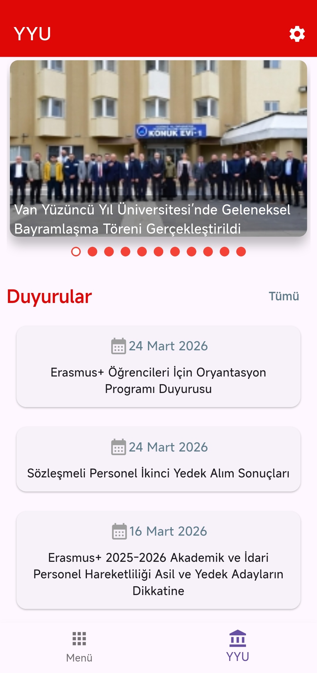 YYU Mobil App Screenshot
